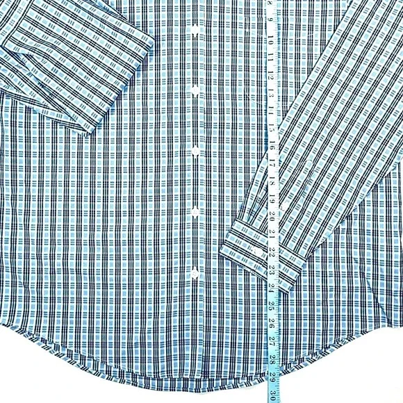 LL Bean, Wrinkle Free Plaid, Long Sleeve Baby Blue/White Plaid, Men's‎ XL - Picture 4 of 7